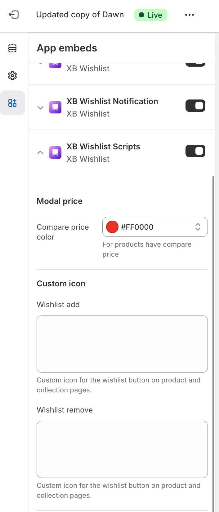 Custom Icon Settings